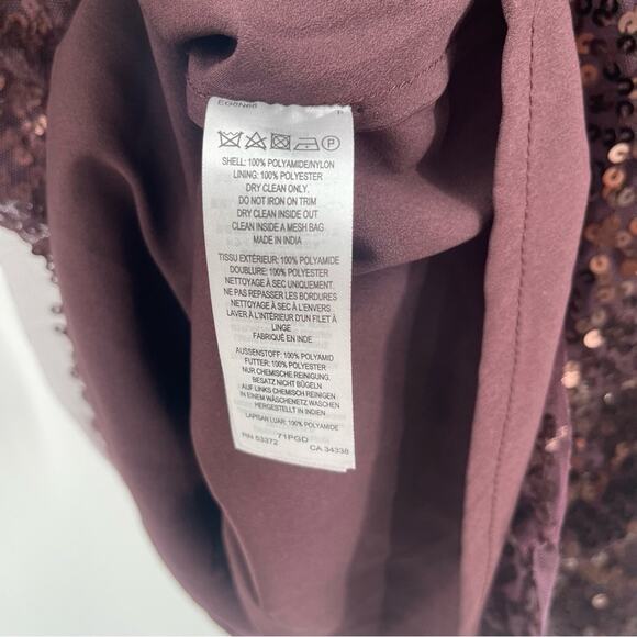 FRENCH CONNECTION Dress Size 4 Emille Sparkle Long Sleeve Sequin Sheath Brown - Picture 13 of 15